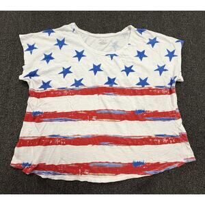 Lane Bryant Patriotic Crop Tee White American Flag Print T-Shirt Size 22/24
